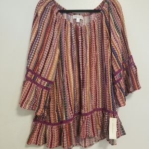 NWT John Paul Richard Printed Blouse 2X
